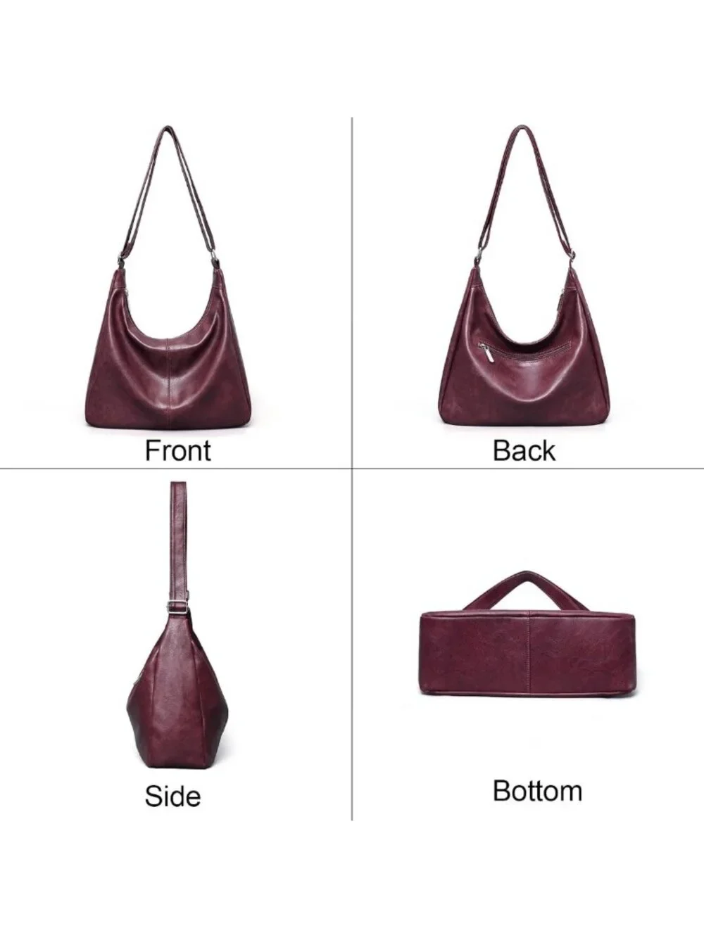 Stylish Vegan Leather Hobo Bag for Women - Slouchy Shoulder Tote Purse